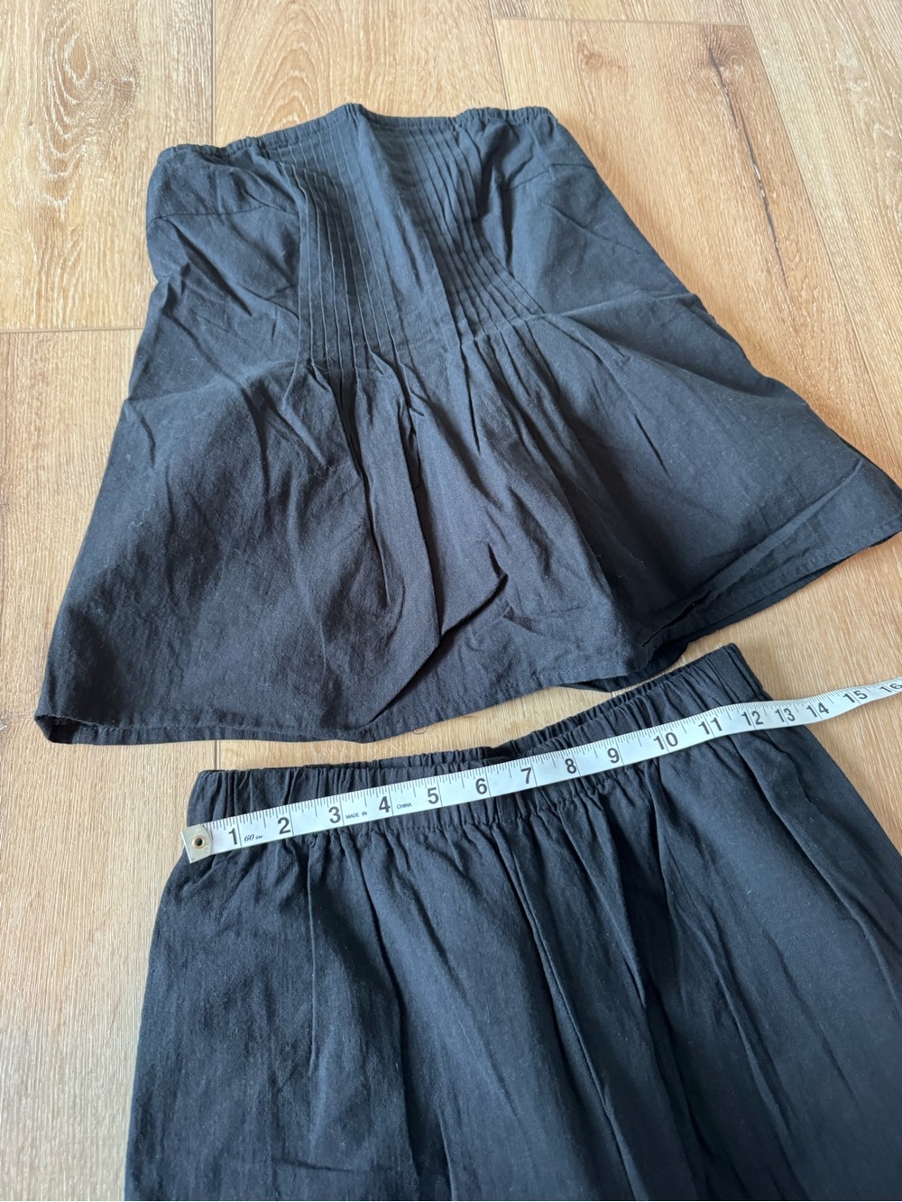 Black Strapless Smocked Wide-Leg Two-Piece Jumpsuit Size Small - Picture 2 of 8